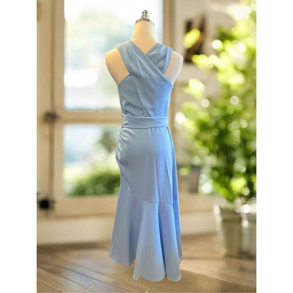 Sachin & Babi $495 Naomi Midi Dress NWT Size 4 Blue Halter Asymmetrical - Picture 7 of 10